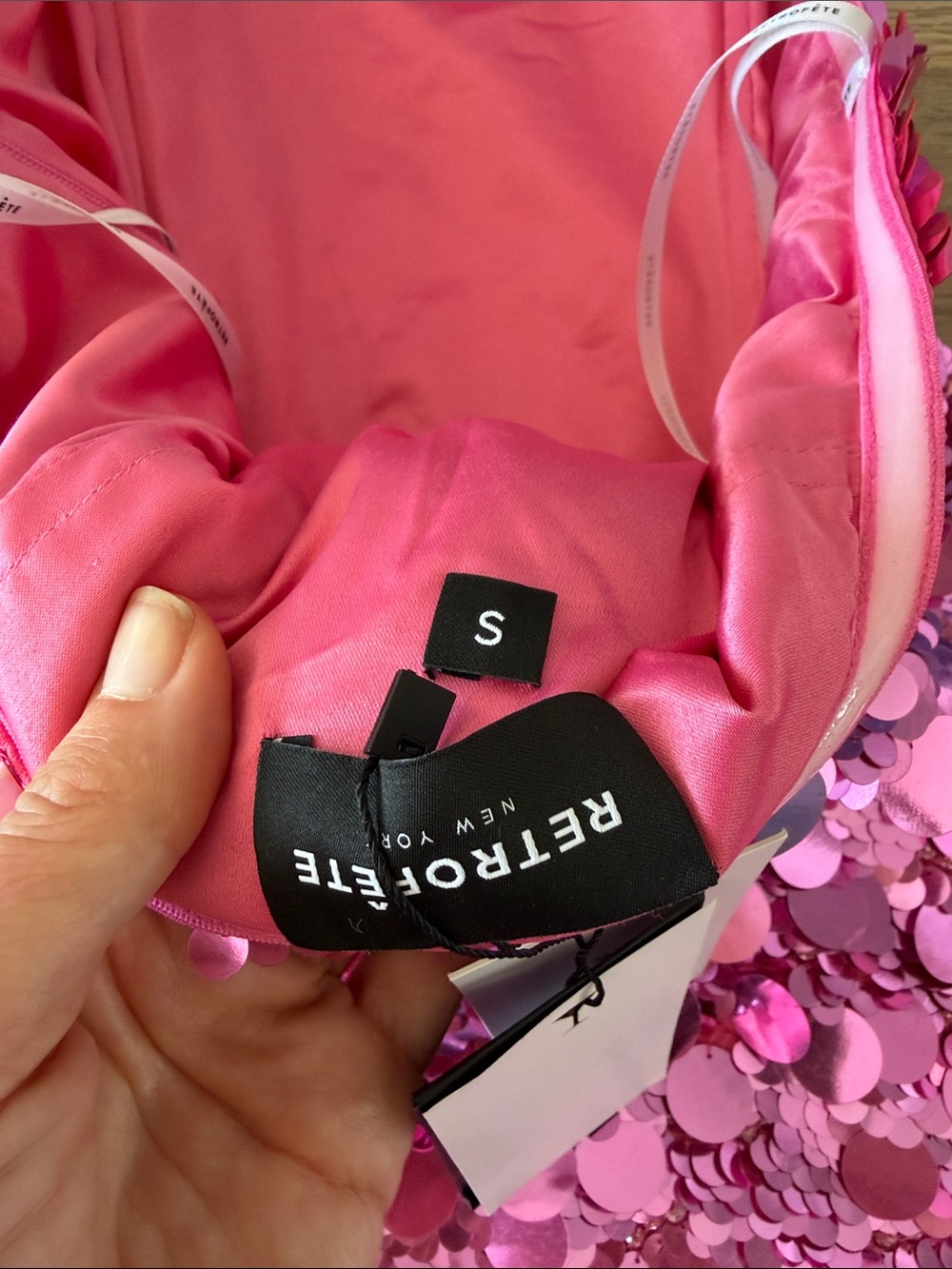 Retrofete Pink Sequin Strapless Mini Dress - Picture 3 of 5